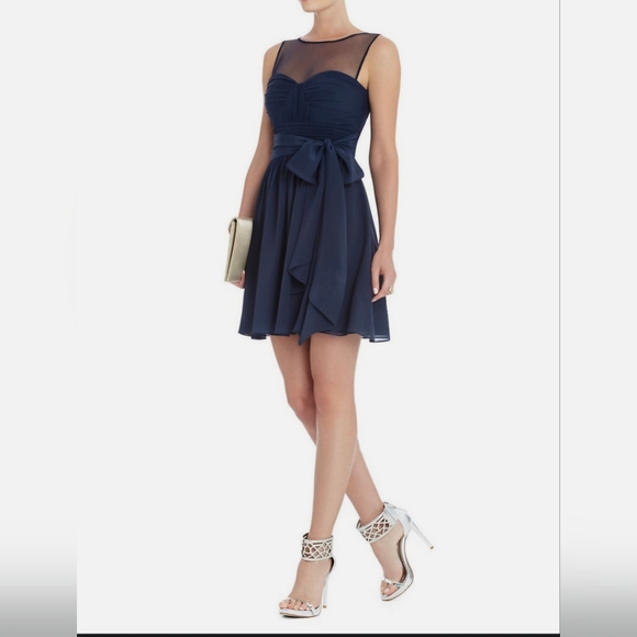BCBGMaxAzria Dresses & Skirts - BCBGMAXAZRIA Phoebe Silk Cocktail Dress — Navy (Size 4)